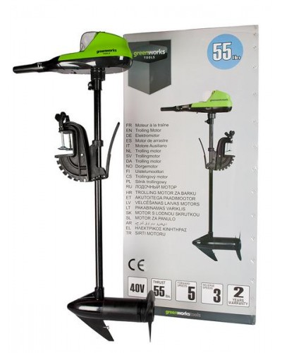 Аккумуляторный навесной мотор для лодки GREENWORKS (Гринворкс) G40TM55 (9000207) без АКБ и ЗУ
