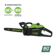 Аккумуляторная электропила GREENWORKS (Гринворкс) GD60CS25K4 (2008907UB) с АКБ 4 Ah и ЗУ