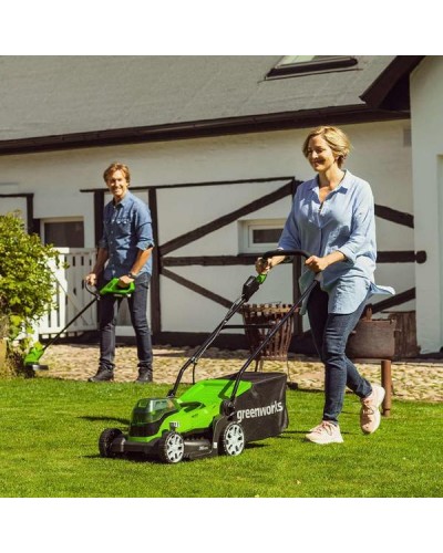 Аккумуляторная газонокосилка GREENWORKS (Гринворкс) G24X2LM41 (2512607UD) c 2-мя АКБ 4 Ah и ЗУ
