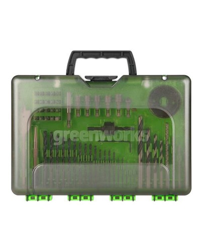 GREENWORKS (Гринворкс) Набор сверл, бит и коронок в кейсе 60 предметов (2944507)