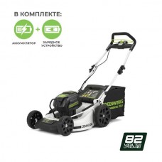 Аккумуляторная газонокосилка GREENWORKS (Гринворкс) GC82LM51K5 (2502007UB) с АКБ 5 Ah и ЗУ