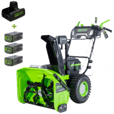 Купить аккумуляторный самоходный снегоуборщик GREENWORKS (Гринворкс) GD82ST56 82V 61см (2602807U3C) c 3-мя аккумуляторами 8 Ah и двойным зарядным устройством