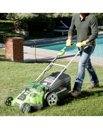 Аккумуляторная газонокосилка GREENWORKS (Гринворкс) G40LM49DB (2500207) без АКБ и ЗУ (несамоходная, два ножа TwinForce)