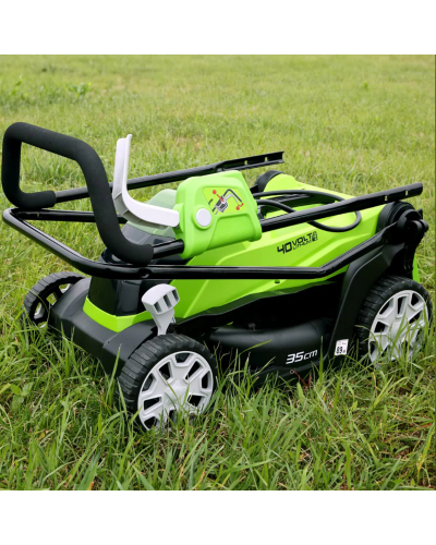 Купить несамоходную аккумуляторную газонокосилку GREENWORKS (Гринворкс) G40LM35K4. БЕЗ АКБ и ЗУ (2501907) Купить несамоходную аккумуляторную газонокосилку GREENWORKS (Гринворкс) G40LM35K4. БЕЗ АКБ и ЗУ (2501907)