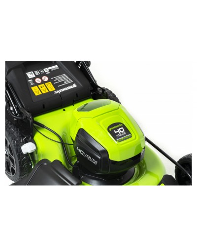 Несамоходная аккумуляторная газонокосилка GREENWORKS (Гринворкс) GD40LM46HP (2514407UH) с двумя АКБ 4 Ah и ЗУ