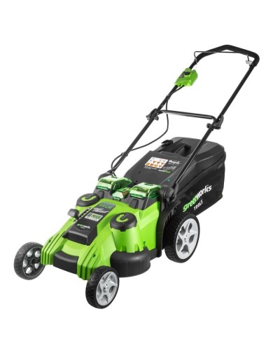 Аккумуляторная газонокосилка GREENWORKS (Гринворкс) G40LM49DBK4 (2500207VB) с АКБ 4 Ah и ЗУ (несамоходная, два ножа TwinForce)