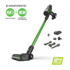 Купить аккумуляторный вертикальный пылесос GREENWORKS (Гринворкс) GD24SV (4701407UB). В комплекте АКБ 4А/ч + ЗУ (ВНИМАНИЕ! сразу 4 насадки в комплекте)