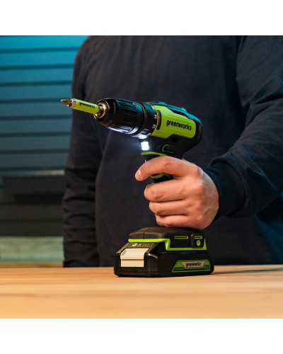 Аккумуляторная дрель-шуруповерт GREENWORKS (Гринворкс) GD24DD35 (3704007) бесщеточная без АКБ и ЗУ