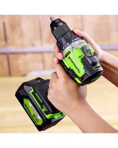 Аккумуляторная дрель-шуруповерт GREENWORKS (Гринворкс) GD24DD90 (3707507) бесщеточная без АКБ и ЗУ
