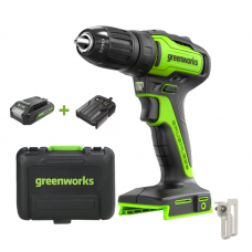 Аккумуляторная дрель-шуруповерт GREENWORKS (Гринворкс) GD24DD35 (3704007UA) бесщеточная с АКБ 2 Ah и ЗУ