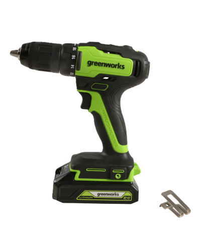 Аккумуляторная дрель-шуруповерт GREENWORKS (Гринворкс) GD24DD35 (3704007UA) бесщеточная с АКБ 2 Ah и ЗУ