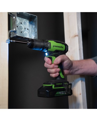 Аккумуляторная дрель-шуруповерт GREENWORKS (Гринворкс) GD24DD35 (3704007UA) бесщеточная с АКБ 2 Ah и ЗУ