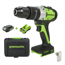 Аккумуляторная дрель-шуруповерт GREENWORKS (Гринворкс) GD24DD60 (3704107UA) бесщеточная с АКБ 2 Ah и ЗУ