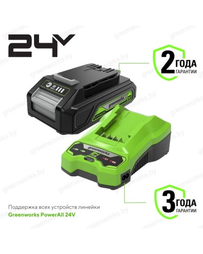 Аккумуляторная дрель-шуруповерт GREENWORKS (Гринворкс) GD24DD60 (3704107UA) бесщеточная с АКБ 2 Ah и ЗУ
