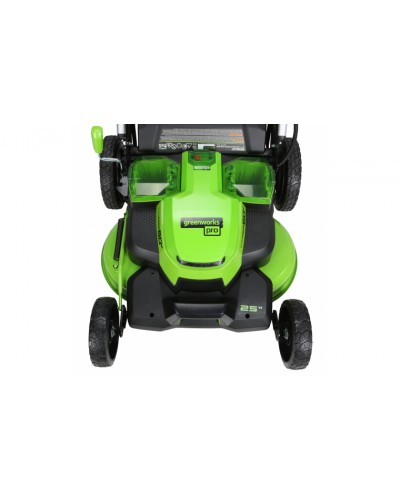Купить аккумуляторную газонокосилку Greenworks GD60LM61 TwinForce (самоходная, 60v, 61 см, мульчирование) с АКБ 4 Ач и ЗУ (2519107UB)