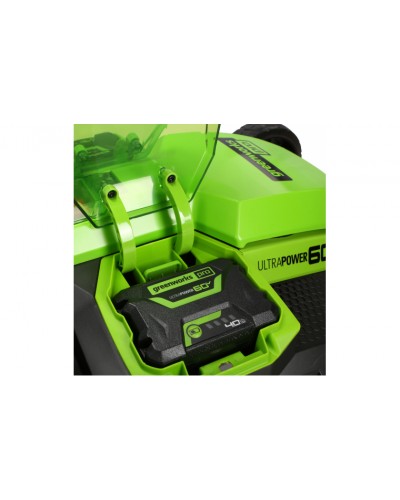 Купить аккумуляторную газонокосилку Greenworks GD60LM61 TwinForce (самоходная, 60v, 61 см, мульчирование) с АКБ 8 Ач и ЗУ (2519107U8)