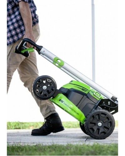 Купить аккумуляторную газонокосилку Greenworks GD60LM61 TwinForce (самоходная, 60v, 61 см, мульчирование) с ДВЕ АКБ 8 Ач и ЗУ (2519107U8)