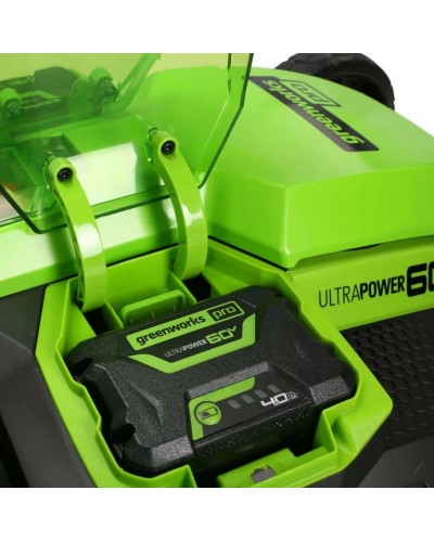 Купить аккумуляторную газонокосилку Greenworks GD60LM61 TwinForce (самоходная, 60v, 61 см, мульчирование) с ДВЕ АКБ 8 Ач и ЗУ (2519107U8)