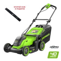 Аккумуляторная несамоходная газонокосилка Greenworks GD40LM411 40В (БЕЗ АКБ и ЗУ) (2521007)