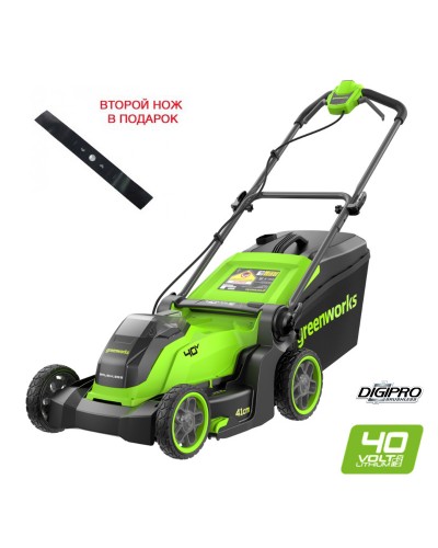 Аккумуляторная несамоходная газонокосилка Greenworks GD40LM411 40В (БЕЗ АКБ и ЗУ) (2521007)
