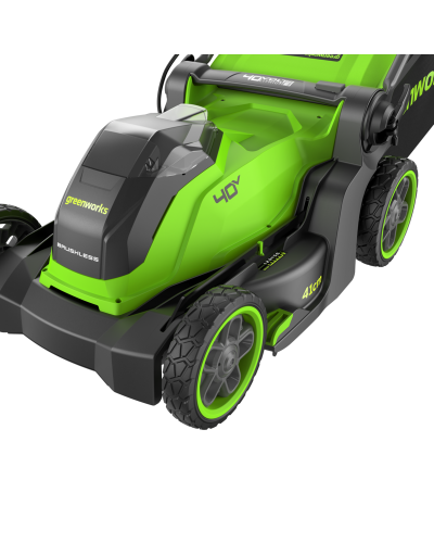 Купить несамоходную аккумуляторную газонокосилку Greenworks GD40LM411 с АКБ и ЗУ (2521007UB)