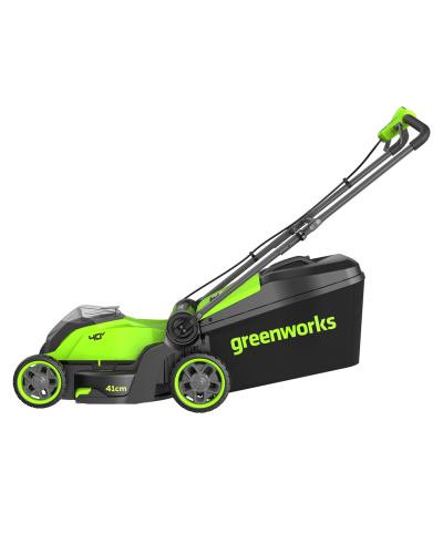 Купить несамоходную аккумуляторную газонокосилку Greenworks GD40LM411 с АКБ и ЗУ (2521007UB)