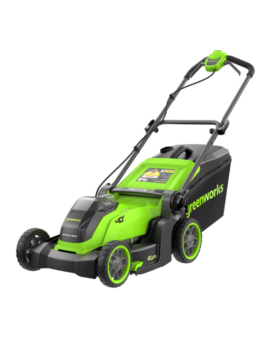 Купить несамоходную аккумуляторную газонокосилку Greenworks GD40LM411 с АКБ и ЗУ (2521007UB)