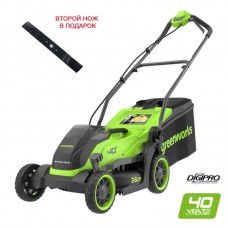 Аккумуляторная несамоходная газонокосилка Greenworks 40В GD40LM361 БЕЗ АКБ И ЗУ (2520807) 