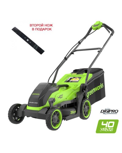 Аккумуляторная несамоходная газонокосилка Greenworks 40В GD40LM361 БЕЗ АКБ И ЗУ (2520807) 