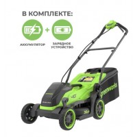 Купить аккумуляторную газонокосилку Greenworks 40В GD40LM361K4 с АКБ и ЗУ (2520807UB)