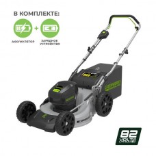 Аккумуляторная газонокосилка GREENWORKS (Гринворкс) GC82LM46K5 (2502407UB) с АКБ 5 Ah и ЗУ