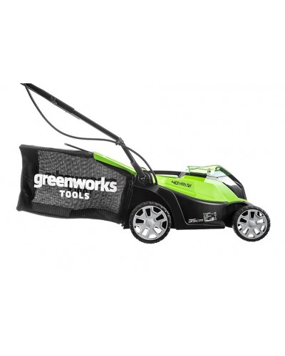 Несамоходная аккумуляторная газонокосилка GREENWORKS (Гринворкс) G40LM35K5 с АКБ 5 Ah и ЗУ (2501907UF)