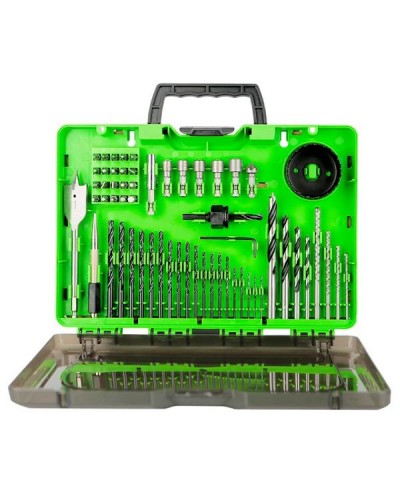 GREENWORKS (Гринворкс) Набор сверл, бит и коронок в кейсе 60 предметов (2944507)